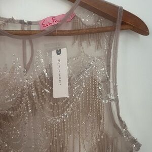 Anthropology- Eva Franco Women's Sequin beaded Mesh top